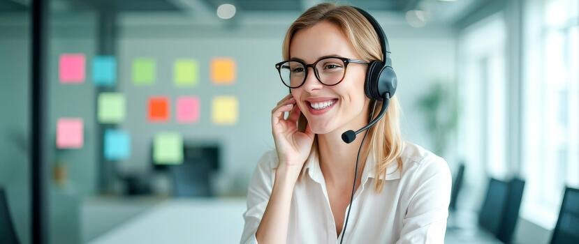 Customer support professional in a modern office